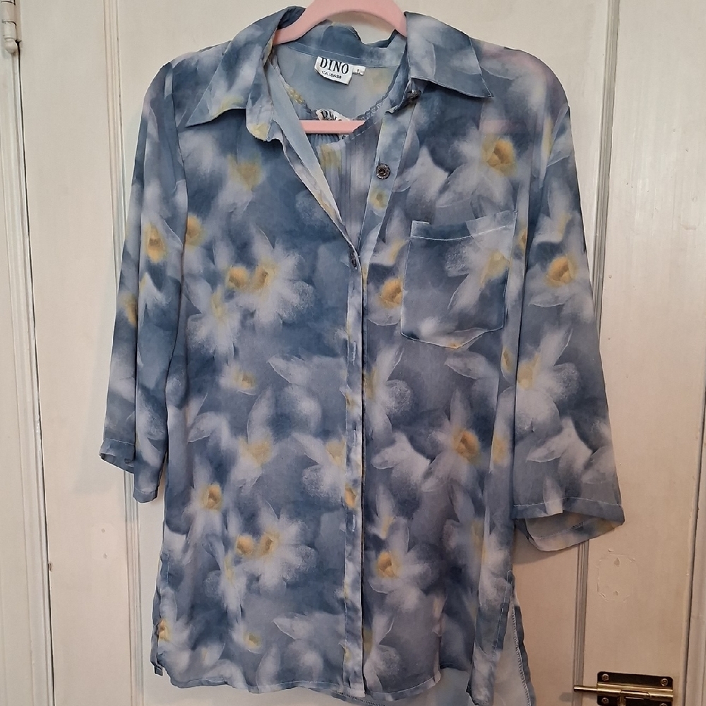 Blue‎ Floral Women's Blouse
